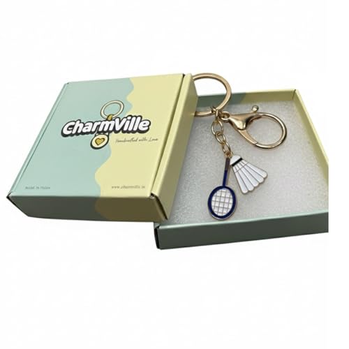 Charmville Ace Shuttle Keyring | Badminton Shuttle Sports Charm Keychain for Men, Women & Kids | Cute Bag Charm for Backpacks, Gym Bags & Key Sets | Badminton Lover Key Chain Gift