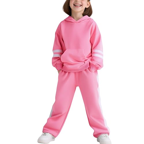 2025 Girls Sweatsuit Set Cute Hooded Sweatshirt & Jogger Pants with Pocket Casual Outfuts Set