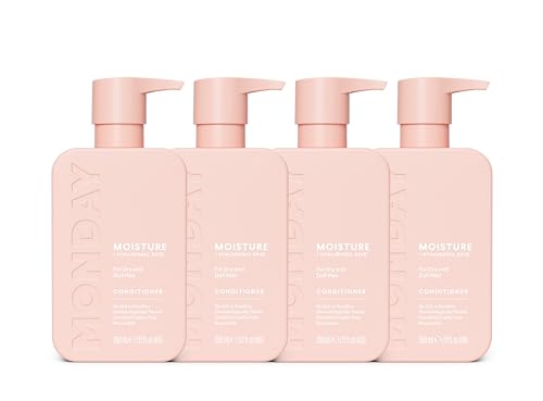 MONDAY 4 x 350 ml Haircare MOISTURE Conditioner with Hyaluronic Acid Coconut Oil & Shea Butter for Dry & Dull Hair