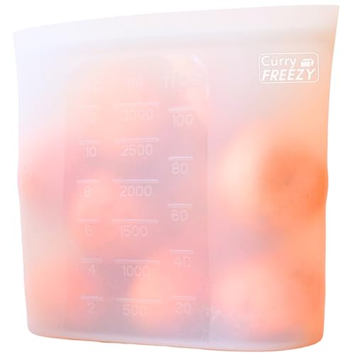 Image of Reusable Silicone Food Storage Bag Container, Ziplock Fridge /freezer pouch, zipper bag Keep Your Food Fresh for Vegetable, Fruit, Liquid, Sous Vide, Sandwich Snack or lunch Bag 3000ML-WH