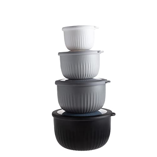Photo 1 of COOK WITH COLOR Prep Bowls with Lids- Deep Mixing Bowls Nesting Plastic Small Mixing Bowl Set with Lids (Black Ombre)