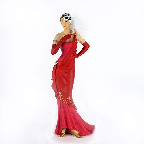 Art Deco Charleston Red Dress Lady Figurine Ornament 30cm