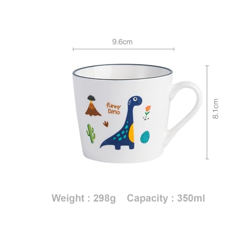 Image of Spooky Dinosaur Ceramic Mug for Kids - 350ml Cartoon Animal Water Cup for Milk, Juice, or Breakfast - Mug for Children - Perfect for Christmas, Birthdays & Special Occasions (Blue)