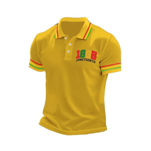 Men's 1865 Juneteenth Printed Casual Polo Shirt Black History Month Casual Top