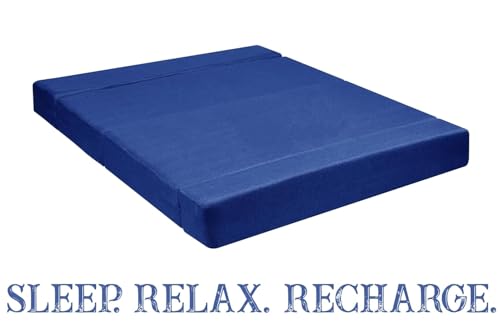 Image of Rosebell Foldable Sofa-Cum-Bed with Ottoman | 3-in-One Foldable Sofa, Lounger & Bed-5x6 Feet Three Seater- Perfect for Home & Office -Blue-Color