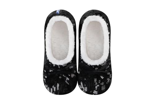 Image of Snoozies Ballerina Bling Metallic Shine Slippers | Sequin House Shoes for Women | Slipper Socks with Grippers | Cute Indoor Footwear