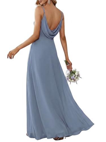 Image of Ever-Pretty Women's Summer Backless Spaghetti Strap Chiffon Bridesmaid Dresses Empire Waist Formal Wedding Guest Dress