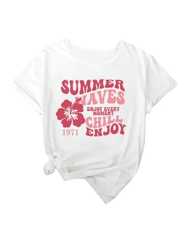 SweatyRocks Girl's Floral Slogan Graphic T Shirt Short Sleeve Crewneck Tee Tops