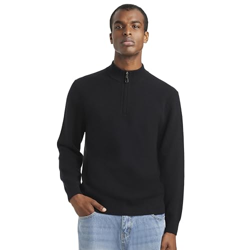 Men’s Half Zip Sweater – 100% Cashmere, Long Sleeve Luxury Knit Pullover