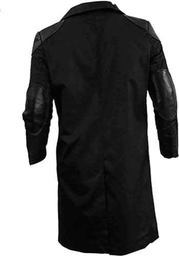Men's Long Coat Geniune Leather Elbow Patch Billy Cotton Butcher Trench Coat Jacket - Billy Jacket Butcher4