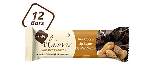 NuGo Slim Dark Chocolate Roasted Peanut, 16g Protein, 2g Sugar, 7g Fiber, 190