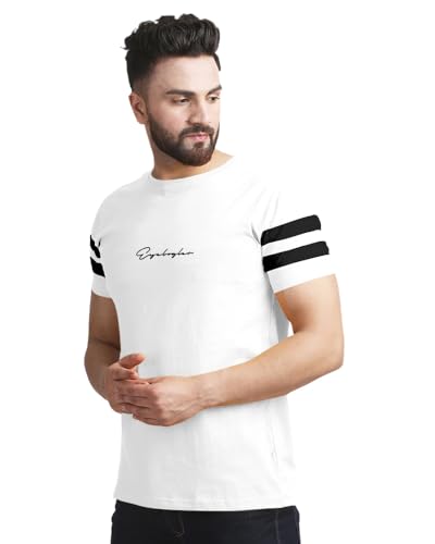Image of Noble Monk Men Regular Fit T-Shirt | Round Neck | Half Sleeve | Self Design | Casual T Shirt for Men