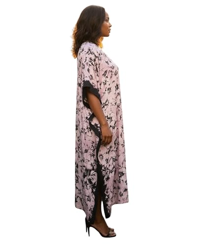 Image of Oussum Women Polyester Casual Long Plus Size Beach Caftan Cover Up Maxi Dress 1X-3X Summer Kaftan Dresses for Women