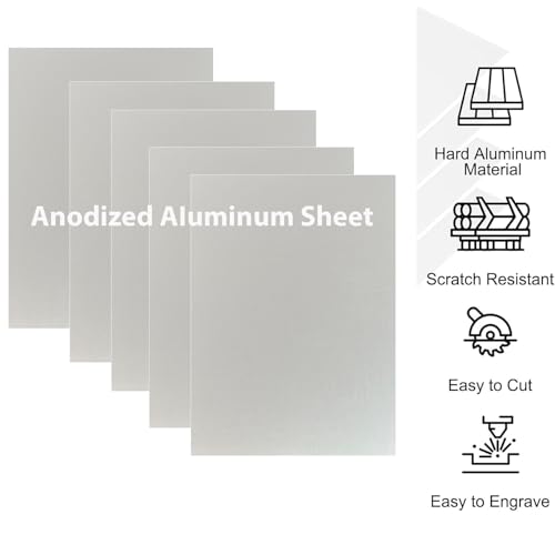 Image of 10Pcs Silver Anodized Aluminum Sheet 5 inch x 7 inch x 1 /32 inch (0.8mm) Corrosion-Resistant Metal Plates for Laser Engraving, DIY Crafting, Sign Making, Home Decor