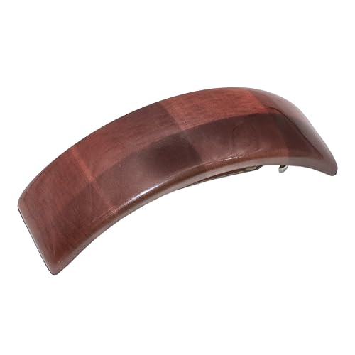 Parcelona French Curved 3 1/2" Strong Grip Celluloid Automatic Volume Hair Clip Hair Barrette for Women (Salmon Brown Checks) -  EW-KC58-4IMM