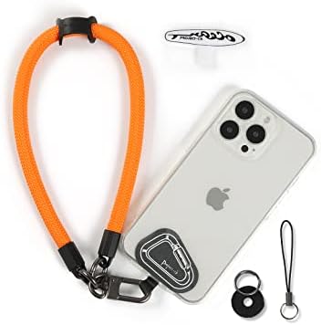 project-cb Hand Wrist Phone Strap,Phone Lanyard Patch ×2,Cell Phone Case Holder,Wristlet Strap for Key,AirPods,Camera (Orange, 15.7inch)