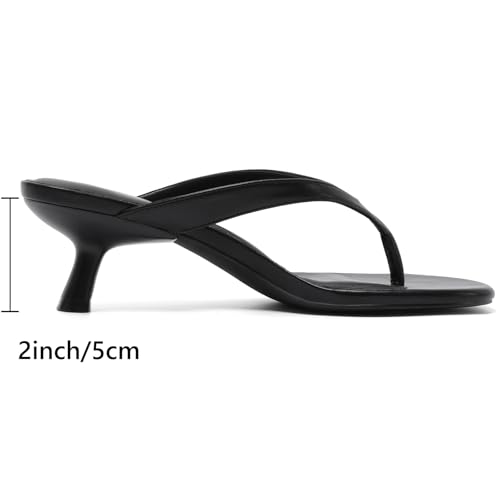 Image of Kitten Heels for Women Round Open Toe Sandals Flip Flop Heels Summer Low Heeled Thong Sandals
