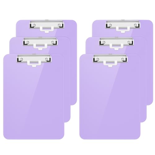 Hongri Plastic Clipboard with Pen Holder Set of 6, Purple 8.5x11 Clip Board