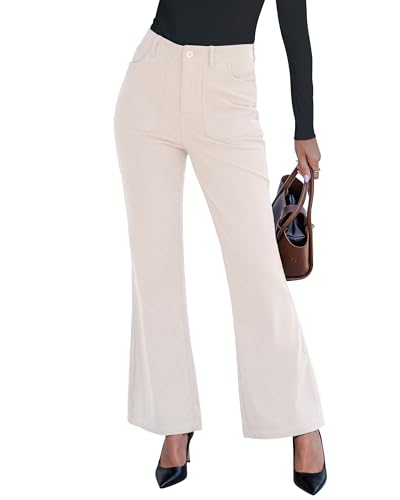 GRAPENT Womens Dress Pants for Work Teacher Pants for Women White Trousers Women Turtledove Medium US Size 8-10