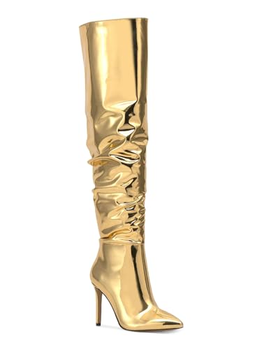 INC Womens Iyonna Patent Slouchy Over-The-Knee Boots Gold 7 Medium (B,M)