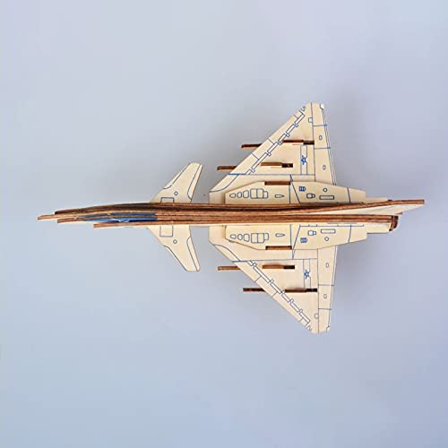Hands Craft Airplane Diy 3D Wooden Puzzle Model Kit - Laser Cut Wooden Puzzle Craft Kit, Brain Teaser And Educational Stem Diy Building Model Toy，Fighter Jet #TOP4