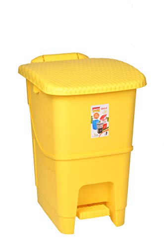 ARISTO Biomedical Waste Plastic dustbin with Pedal Yellow,25 LTR