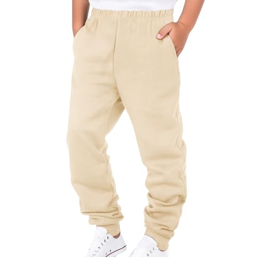 Boys Fleece Sweatpants Kids Elastic Waist Casual Joggers Active Athletic Pants with Pockets 3-14Y