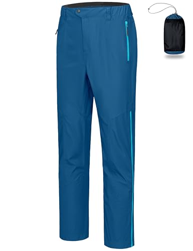 Little Donkey Andy Men's Waterproof Rain Pants Windproof Overpants Lightweight Outdoor Trousers for Hiking Golf Fishing Denim Blue XL