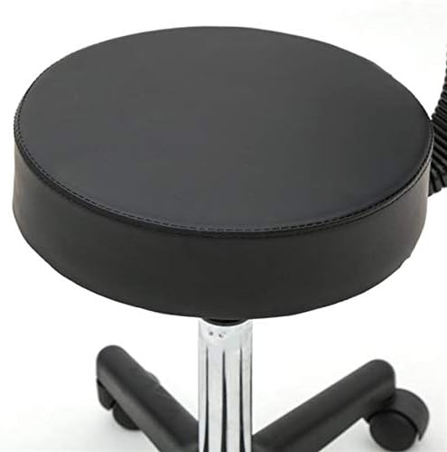 Salon Stool, Medical Spa Stool with Back, Round Chair with Swivel Backrest, Adjustable Chair with Wheels for Beauty Salon Spa Tattoo Massage,Dental Clinic,Office Art Studio (Black 2)