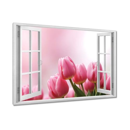Tulipes roses peinture imprimée sur toile 120x80cm pour salon