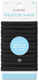 Gimme Beauty Medium Hold Hair Bands - Seamless Spandex & Nylon Ties for All Hair Types - Damage-Free, Comfort Fit Ponytail Holders - No-Crease Elastic Bands for Daily Use - 12 Pack, Black