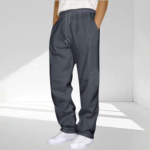 Sweatpants for Men Straight Leg - Open Bottom Joggers Lightweight Big and Tall Comfy Fleece Track Jogging Sweat Pants2