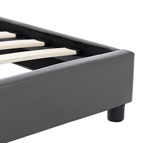vidaXL Polsterbett mit Rückenlehne Bett Kunstlederbett Doppelbett Bettgestell Lattenrost Bettrahmen Schlafzimmerbett Grau 120x200cm
