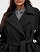 Majdan Women's Classic Notch Lapel Coat Winter Overcoat Mid Long Peacoat with Belt Long Jacket Outerwear (Black-S)