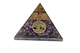 Aatm Premium Amethyst Orgone Pyramid for EMF Protection Chakra Healing Meditation with Crystal, Copper and Life of Tree(4 and 4 Inches)