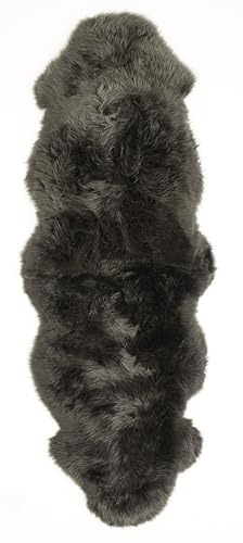 -LUXOR- living Schaffell echt – weiches Lammfell für Stuhl, Sofa & Kinderwagen oder Fellteppich für Wohn- und Schlafzimmer, Flor 50 mm, 60 x 160 cm, Schwarz