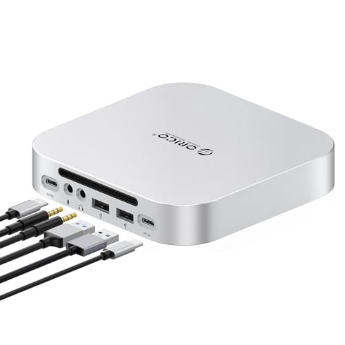 Image of ORICO MiniMate Pro+ 40Gbps Mac mini M4 Docking Stand & Hub with Built-in 1TB NVMe SSD (Non-Removable) Mac mini M4 and M4 Pro 2025, Aluminum USB4 Dock, 3.5mm Audio I /O, 2xUSB-A, Compatible with USB4