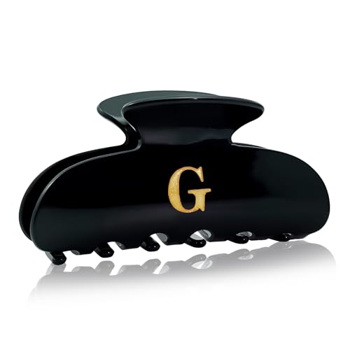 Image of Acrylic Letter Hair Clips for Women - Black Monogram Hair Claw Alphabet Large Hair Clip, Fashion Glitter Claw Clips Elegant And Durable Hair Accessory, Letter G