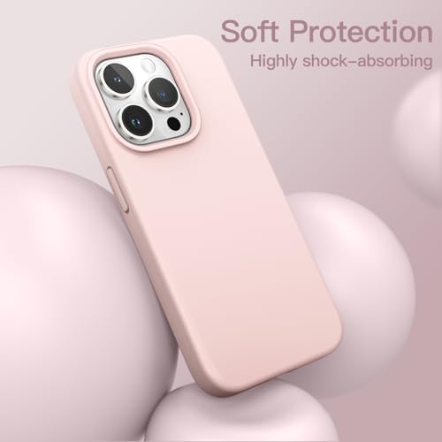 Image of JETech Silicone Cover Case for iPhone 14 Pro Max 6.7-Inch, Silky-Soft Touch Full-Body Protective Phone Case, Shockproof Cover with Microfiber Lining (Pink)