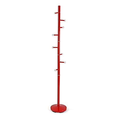 CARATTERISTICHE - Appendiabiti ideale per l'ingresso o l'ingresso di casa; L'appendiabiti ha un'altezza di 173 cm, con un lunghezza (sfondo) de 28 cm, e una larghezza (da un lato all'otro) de 28 cm; Il peso è di 4,7 kg ed è fabbricato in Metallo; Colore: Rosso