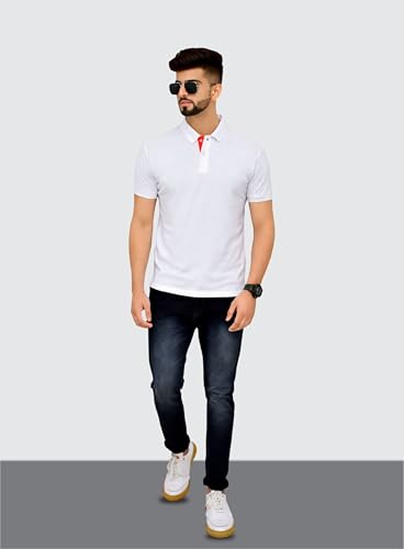 Image of 3BROS Men's Cotton Blend Half Sleeve Regular fit Comfortable Polo Neck T-Shirt (Pack of 1)