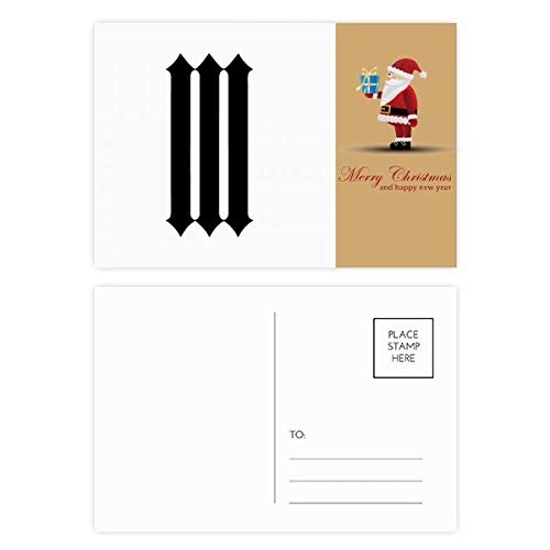 Cartes postales Père Noël avec silhouettes noires et chiffres romains pour vœux de fin d'année