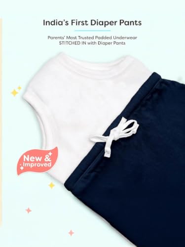 Image of superbottoms Diaper Pants | Cotton Baby Cotton Pants with Attached Padded Underwear | Ideal for Diaper-Free Time, Outings & Potty Training | Unisex | Soft Fit