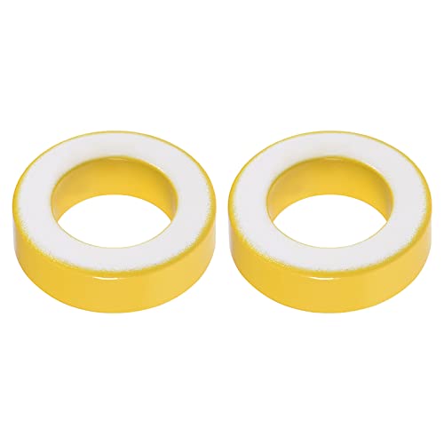YOKIVE 2 Uds Núcleo Toroidal, Ahogos Ferrita Anillo Hierro Polvo Inductor Anillos Ferrita, Ideales para Transformadores Potencia (Amarillo Blanco, 38.8mm X 21.3mm X 11.2mm)