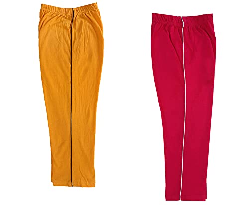 Image of indi weaves Girls Cotton Solid Capri 3 /4th Leggings (Pack of 2)