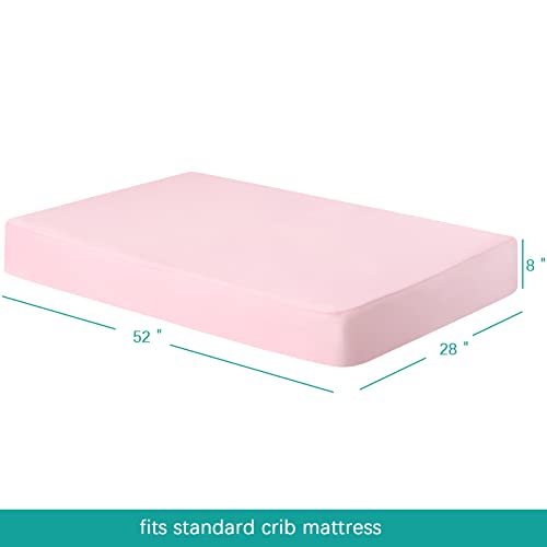 Biloban Crib Sheets Fitted, 2 Pack Crib Sheet Fits for Standard Crib Mattress, Neutral Toddler Bed Sheets for Baby Boys and Girl, Pink & Violet, 52”X 28”