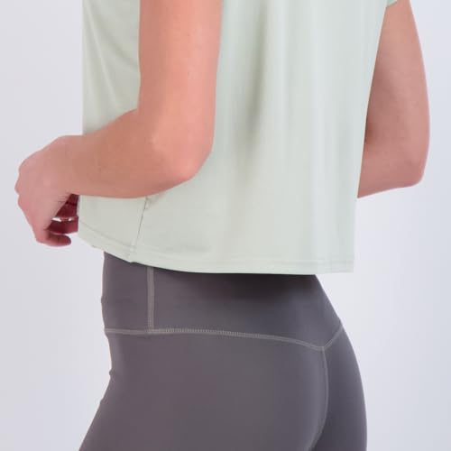 Image of Real Essentials 5 Pack: Women's Dry Fit Crop Top - Short Sleeve Crew Neck Stretch Athletic Tee (Available in Plus Size)