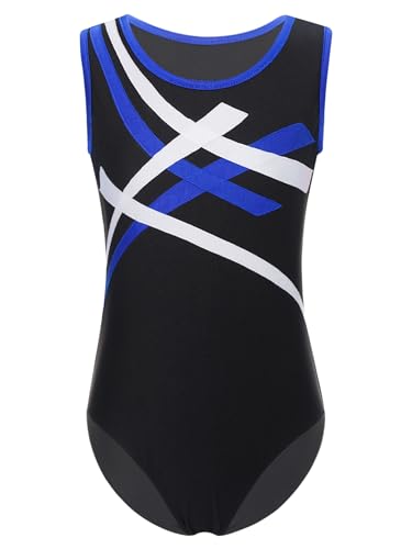 Mufeng Kids Boys Sleeveless Patchwork Gymnastics Leotard Contrast Color Ballet Dance Unitards Dancewear Sportwear Blue 10 Years