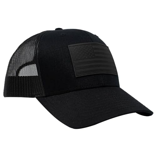 Image of 13 STRIPES American Flag Hat - Leather Patch Mesh Back Snapback Hat for Men & Women USA Flag Trucker Hat, Casual Unisex Hat