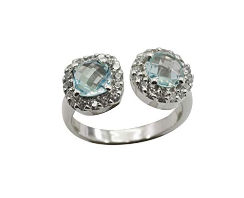 Bague topaze bleue naturelle en argent massif un cadeau d'anniversaire idéal